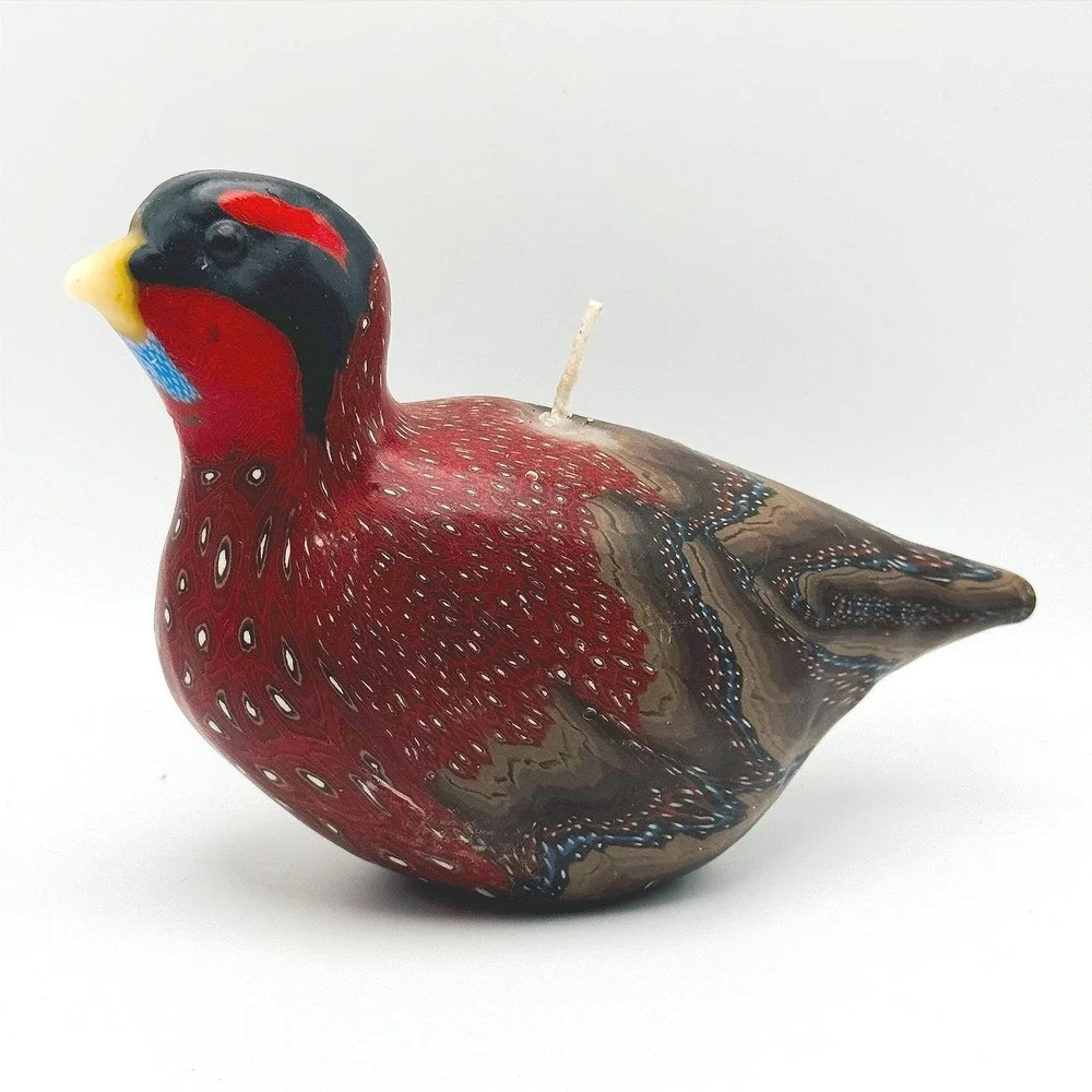 Vintage Hand Painted Pheasant Wax Candle Game Bird Figurine Hunting Cabin Decor